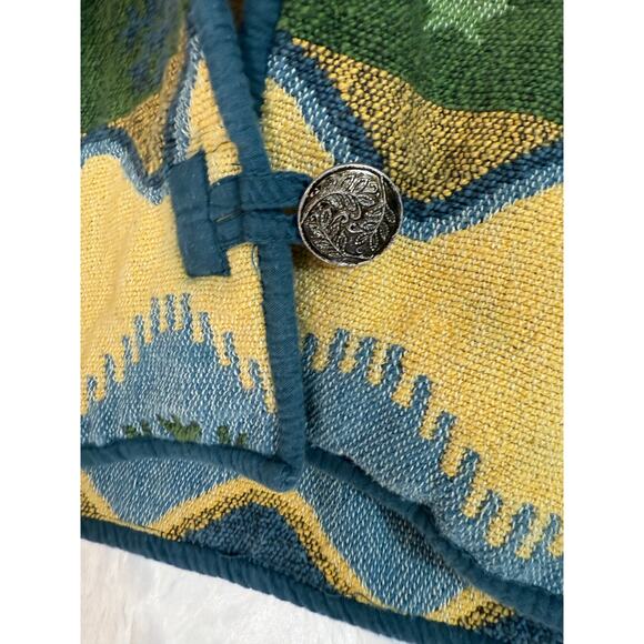 VTG Flashback Art to Wear Tapestry Jacket Purple Blue Snowflake Winter Stars Med - Picture 6 of 13